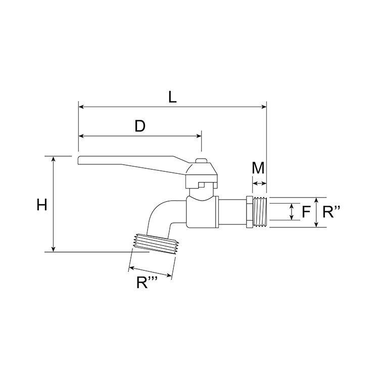 Rubinetto compact senza portagomma - disegno tecnico